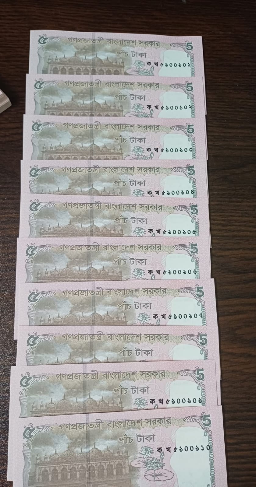 ৫ টাকার ধারাবাহিক Conservative নোট সেট